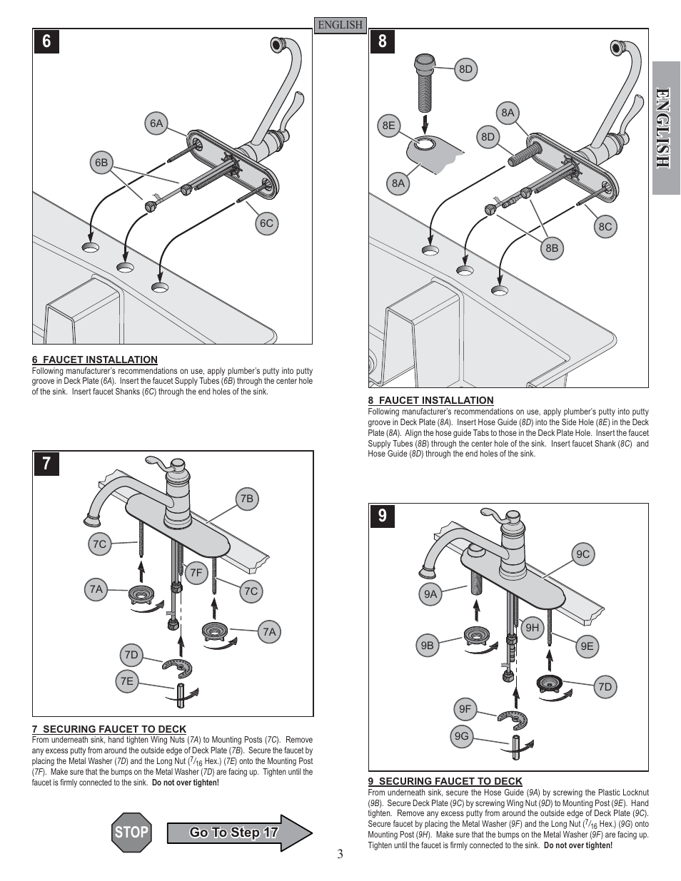 English, Stop | Pfister GT34-4PS0 User Manual | Page 3 / 20