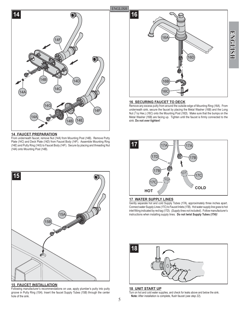 English | Pfister GT34-4PS0 User Manual | Page 5 / 20