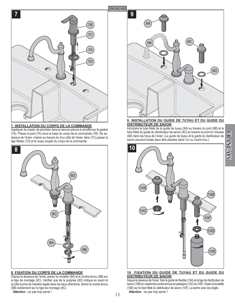 Fran çais | Pfister F-026-4TWS User Manual | Page 13 / 18