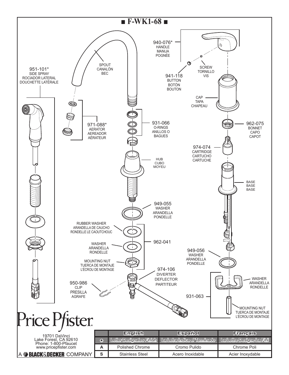 F-wk1-68, A company | Pfister F-WK1-680S User Manual | Page 2 / 8