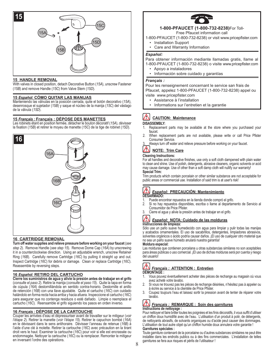 Pfister F-WK1-680S User Manual | Page 8 / 8