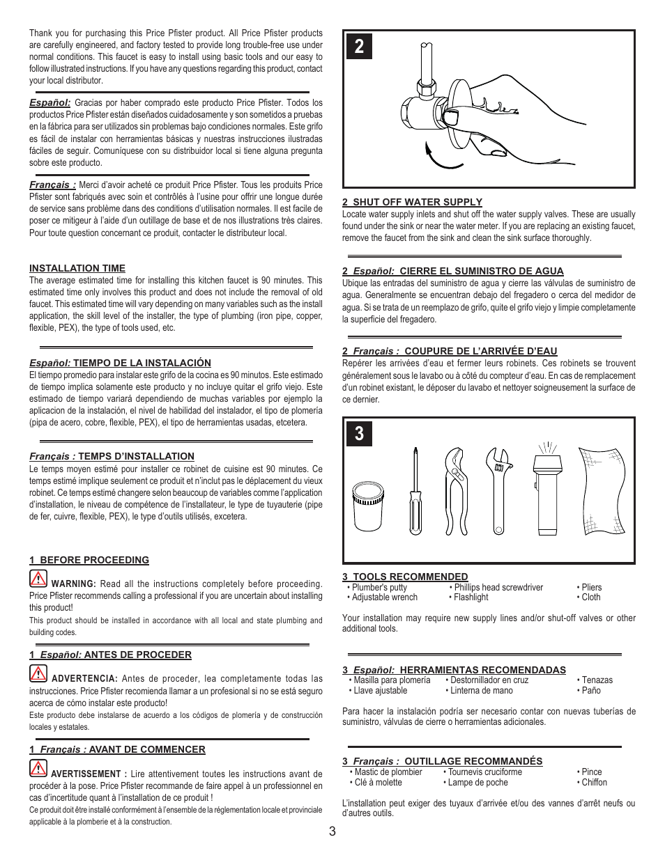 Pfister F-WK1-340S User Manual | Page 3 / 9