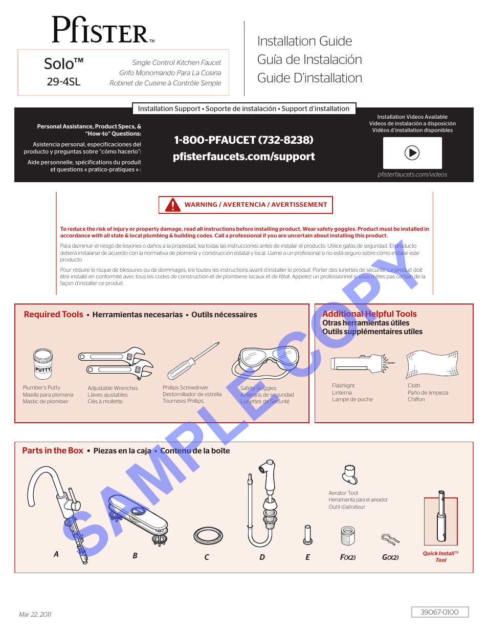 Pfister F-029-4SLS User Manual | 14 pages