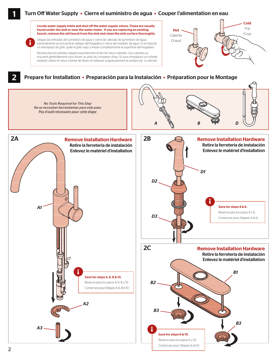 2a 2b 2c | Pfister F-029-4SLS User Manual | Page 2 / 14