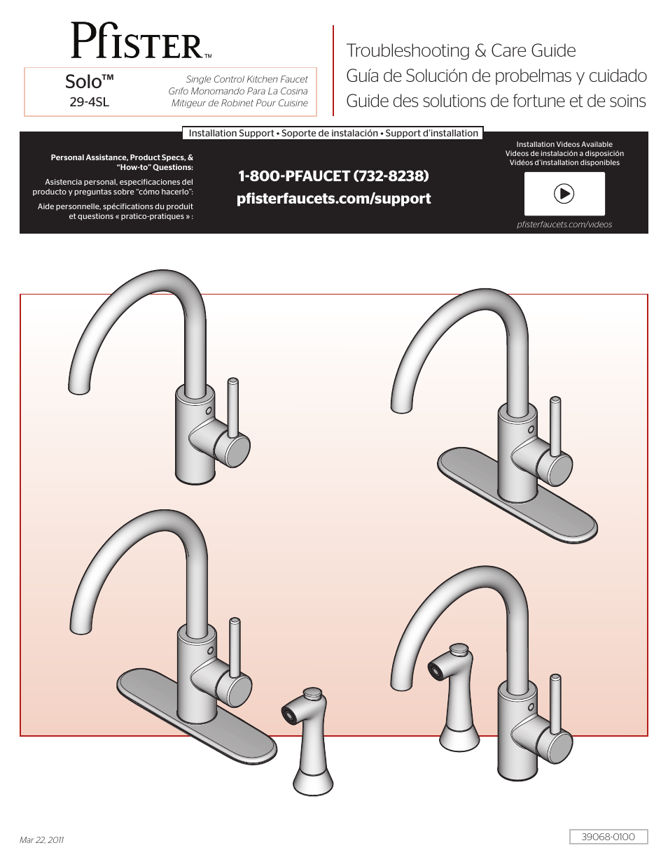 Pfister F-029-4SLS User Manual | 6 pages
