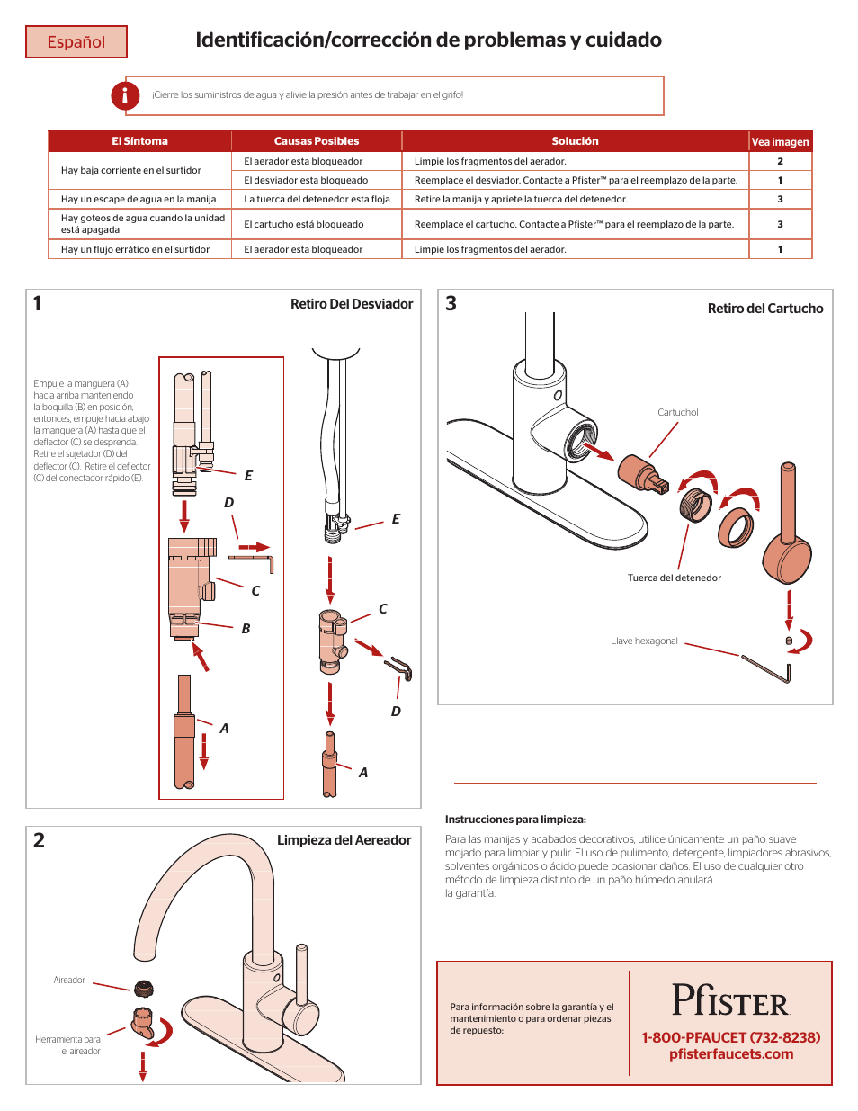 Español | Pfister F-029-4SLS User Manual | Page 5 / 6