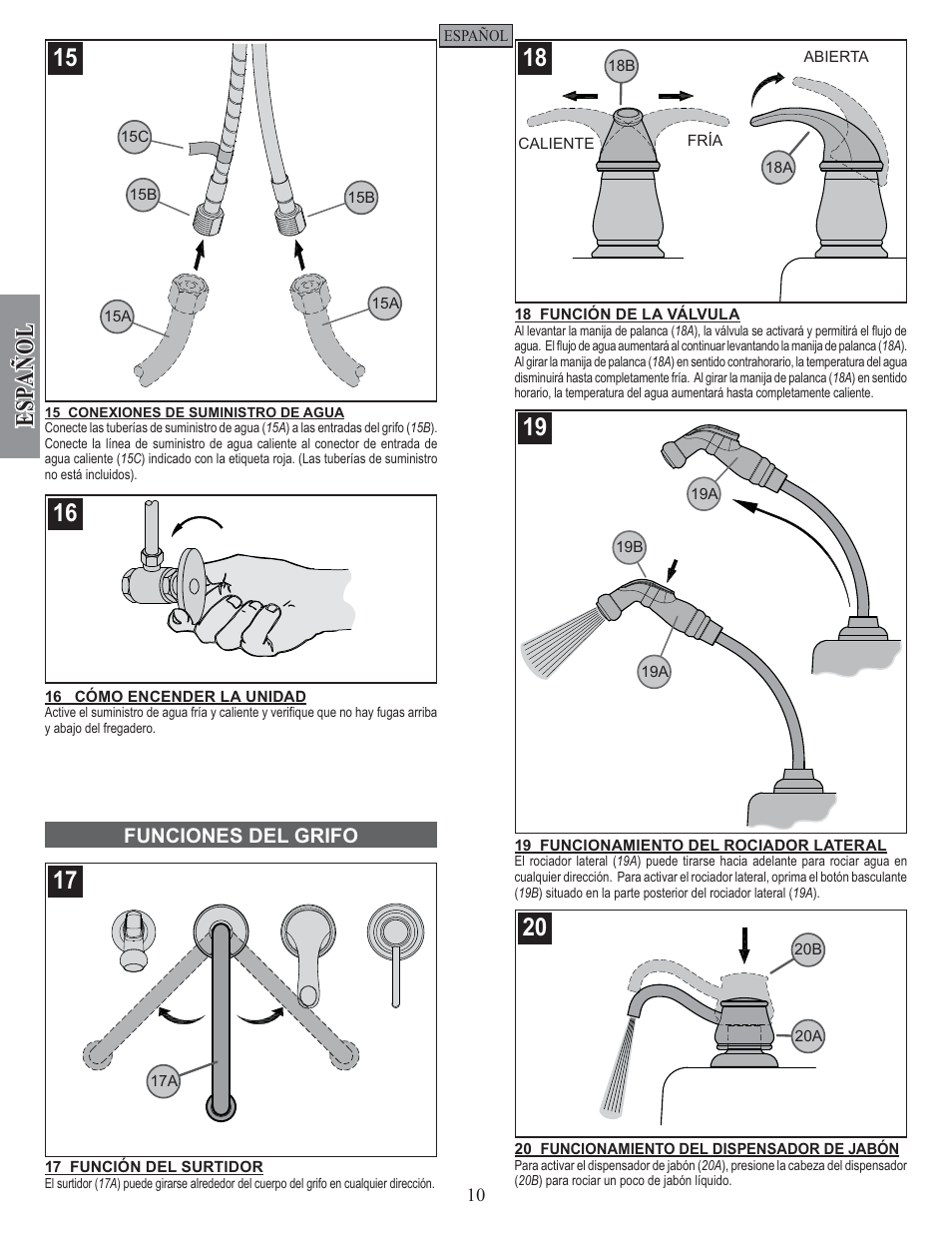 Esp a ñ ol | Pfister GT26-4DSS User Manual | Page 10 / 18