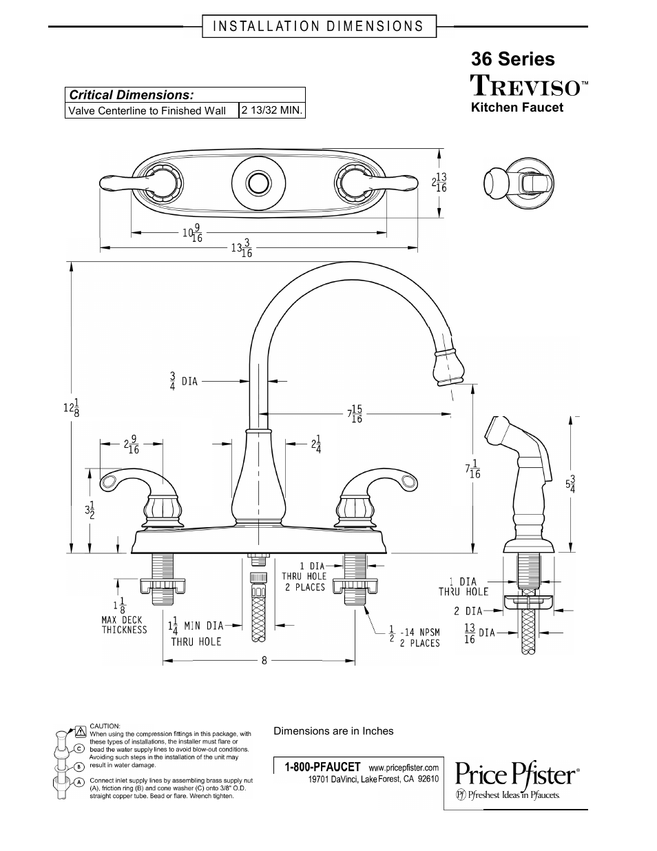 Pfister GT36-4DSS User Manual | 1 page