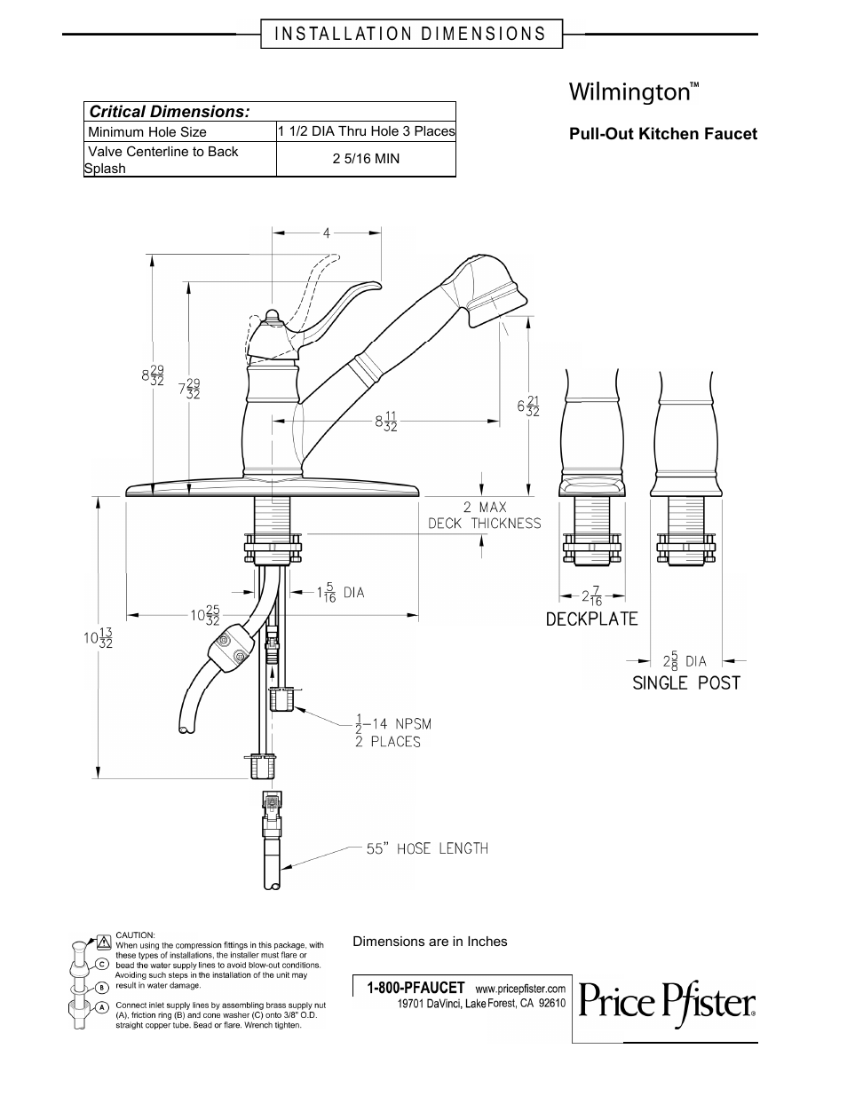 Pfister F-WKP-600S User Manual | 2 pages