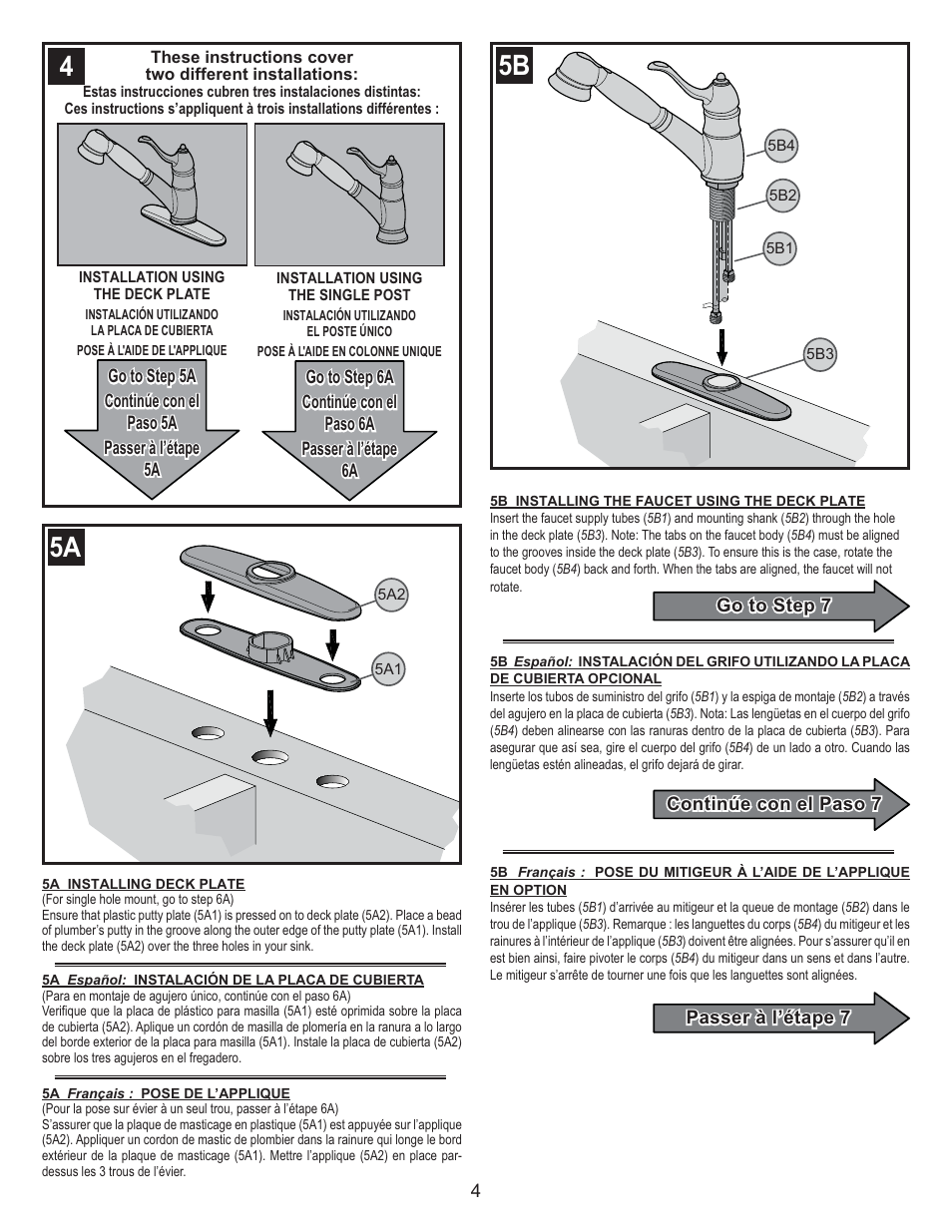 5a 5b | Pfister F-WKP-600S User Manual | Page 4 / 10