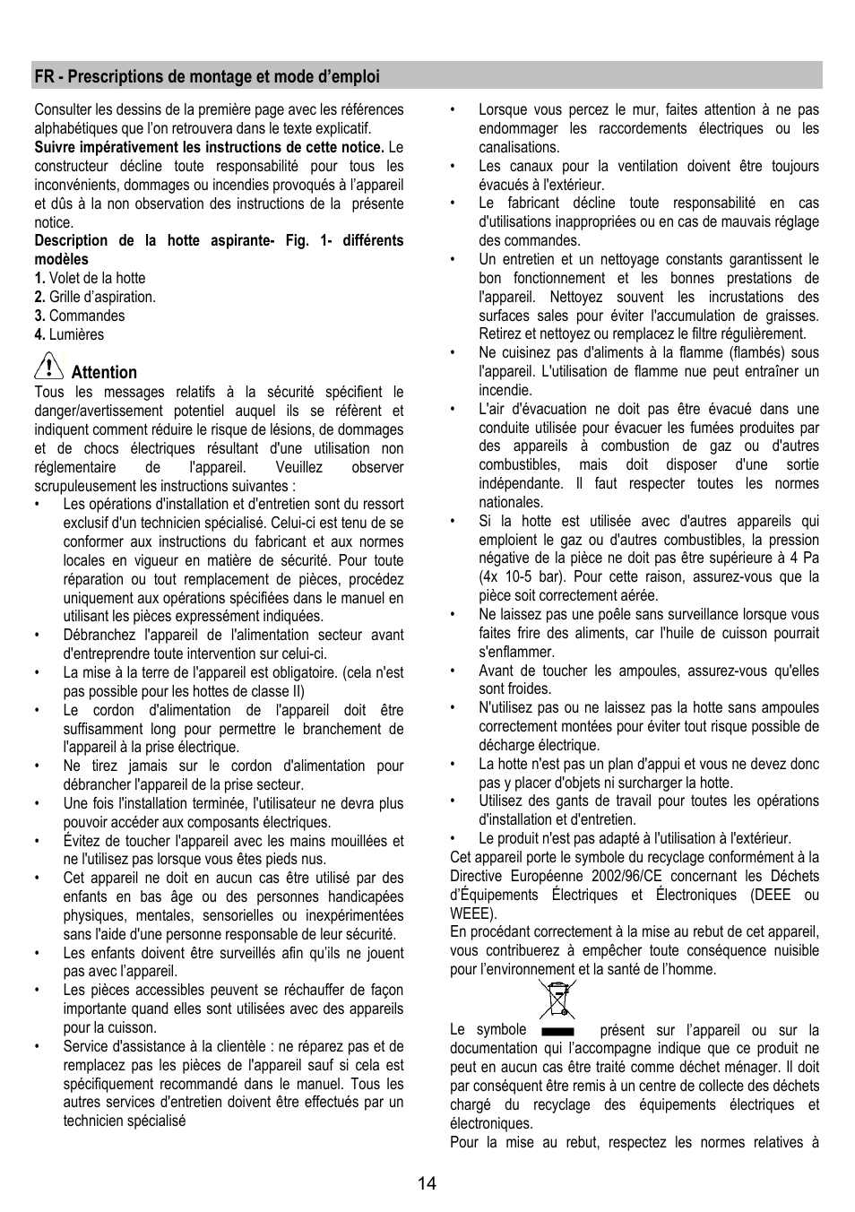 Whirlpool AKR709GY User Manual | Page 14 / 20