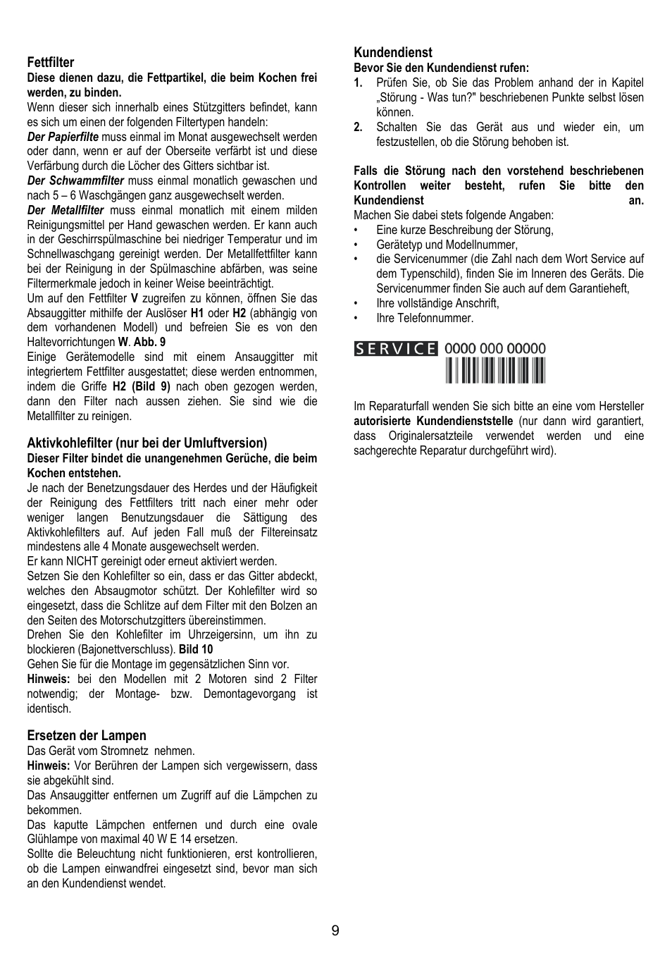 Whirlpool AKR709GY User Manual | Page 9 / 20