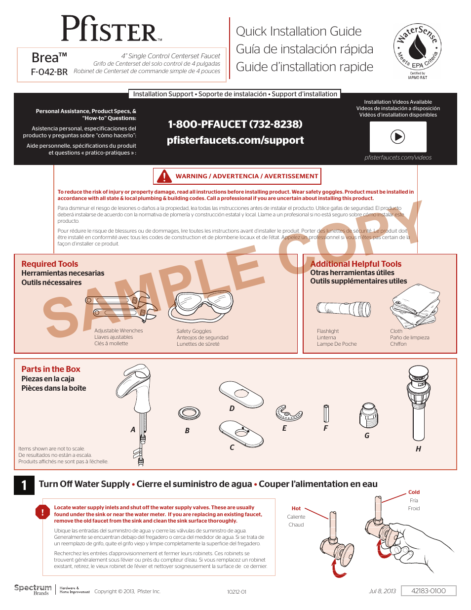 Pfister F-042-BRKK User Manual | 6 pages