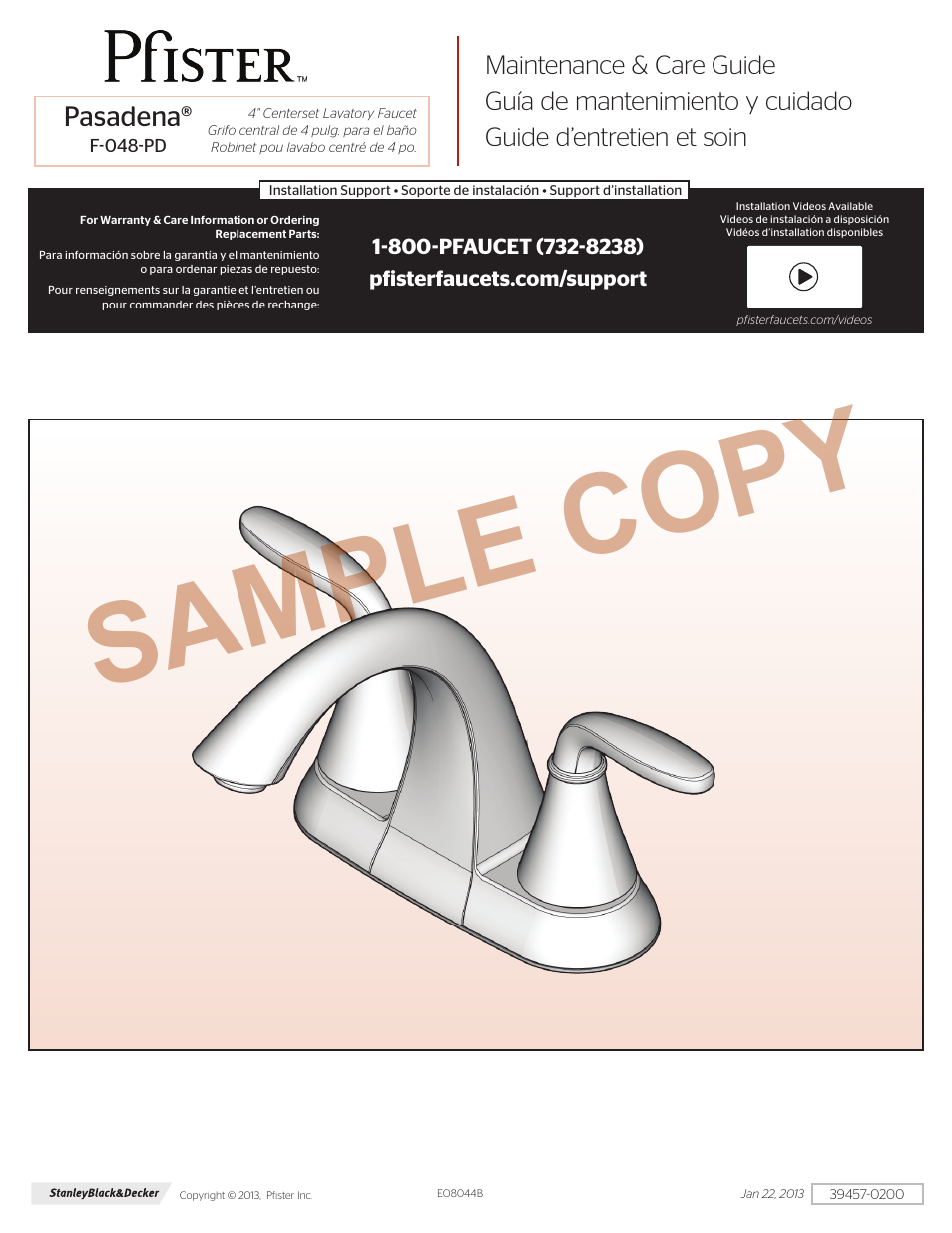 Pfister F-048-PDKK User Manual | 4 pages