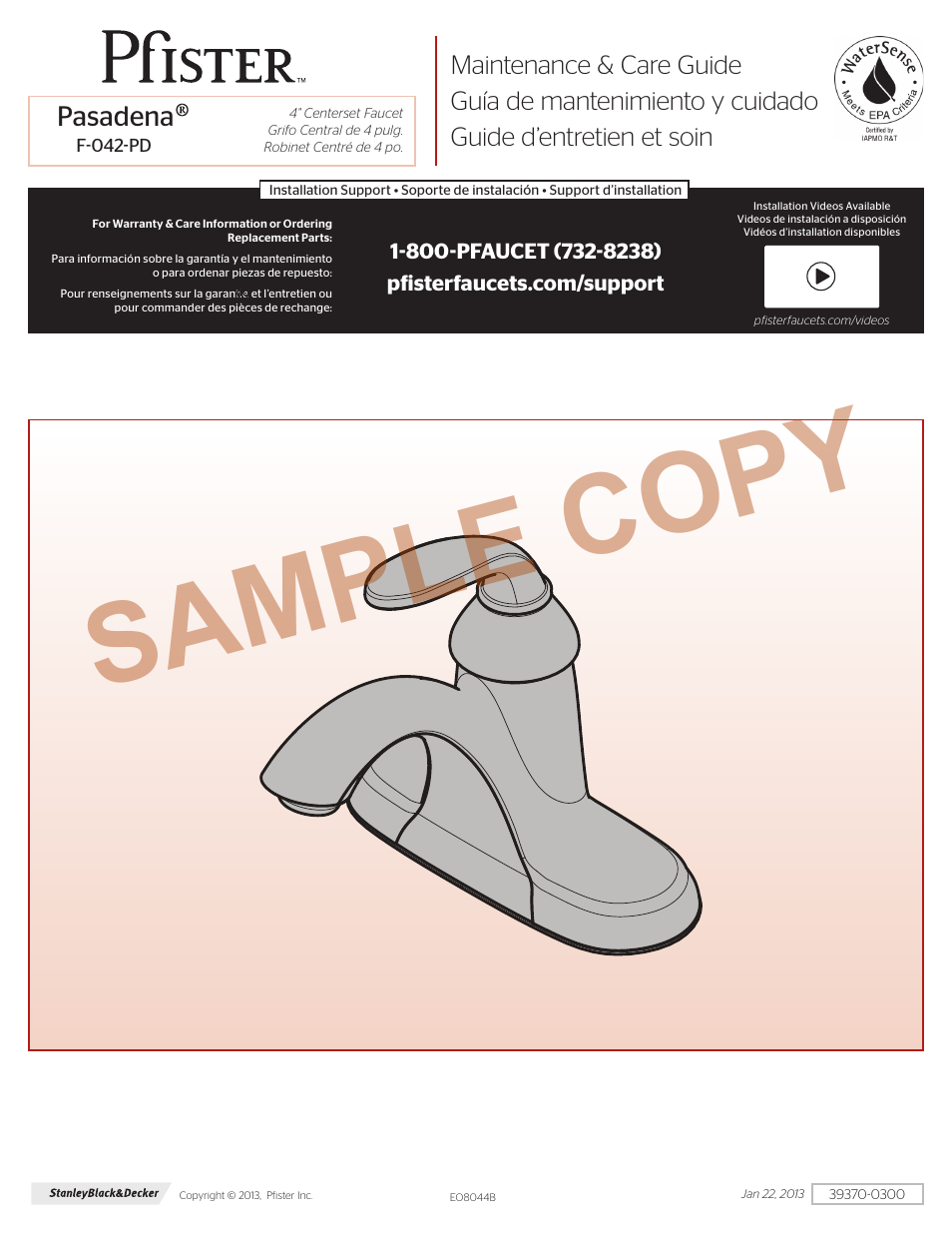 Pfister F-042-PDCC User Manual | 4 pages