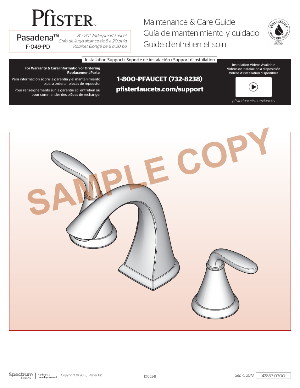 Pfister F-049-PDKK User Manual | 4 pages