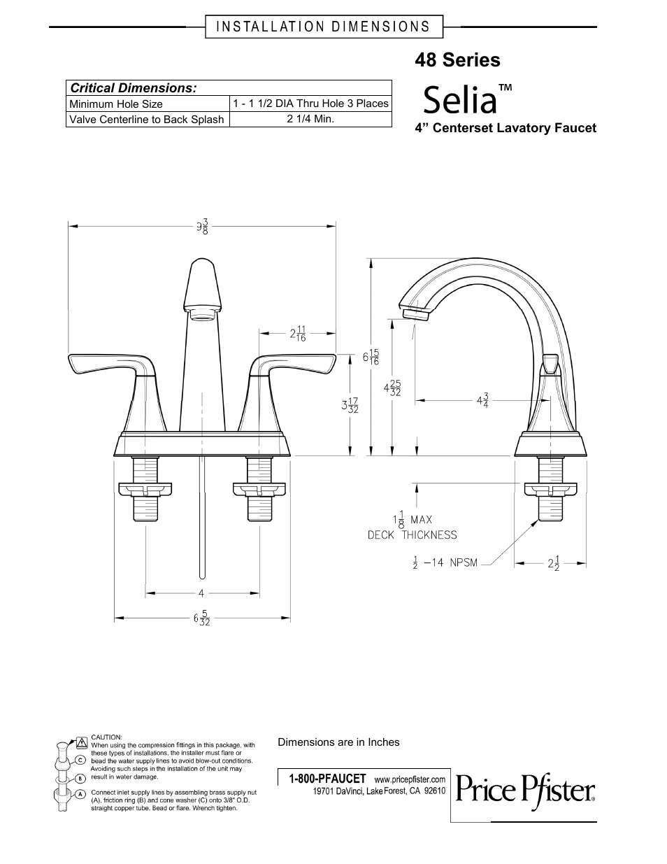 Pfister F-048-SLKK User Manual | 1 page