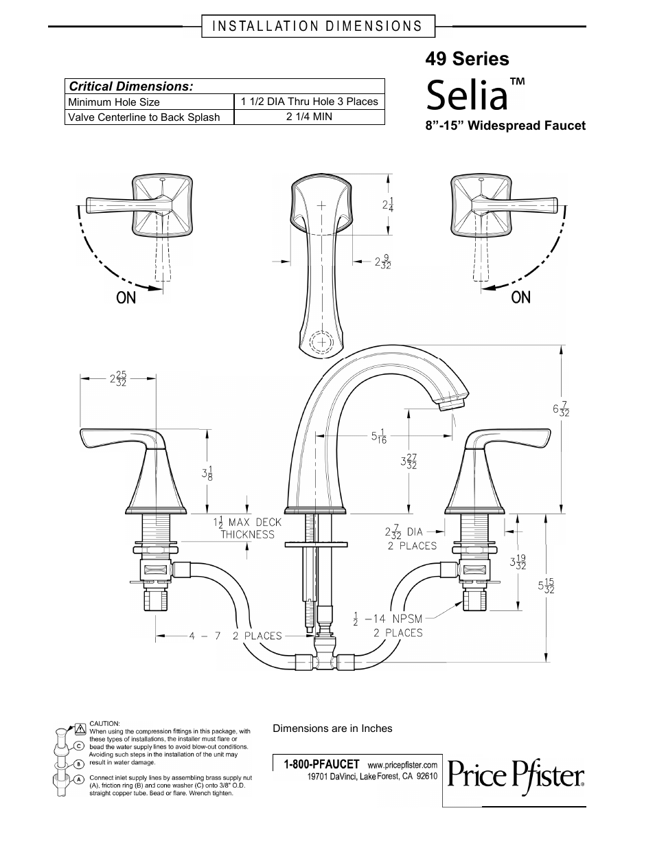 Pfister F-049-SLKK User Manual | 1 page