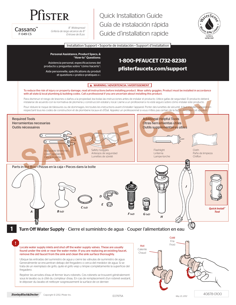 Pfister F-049-CSCC User Manual | 8 pages