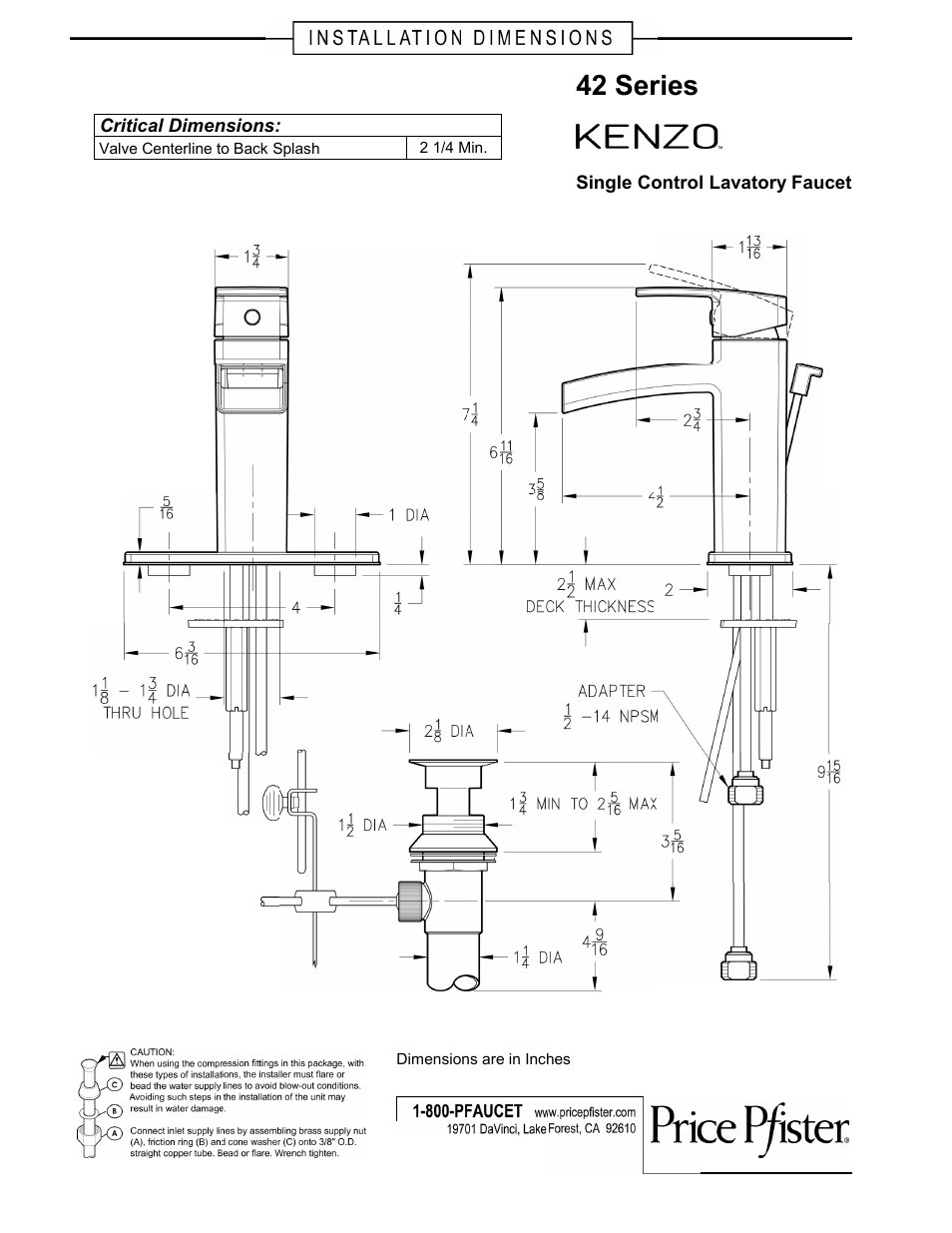 Pfister GT42-DF0K User Manual | 2 pages