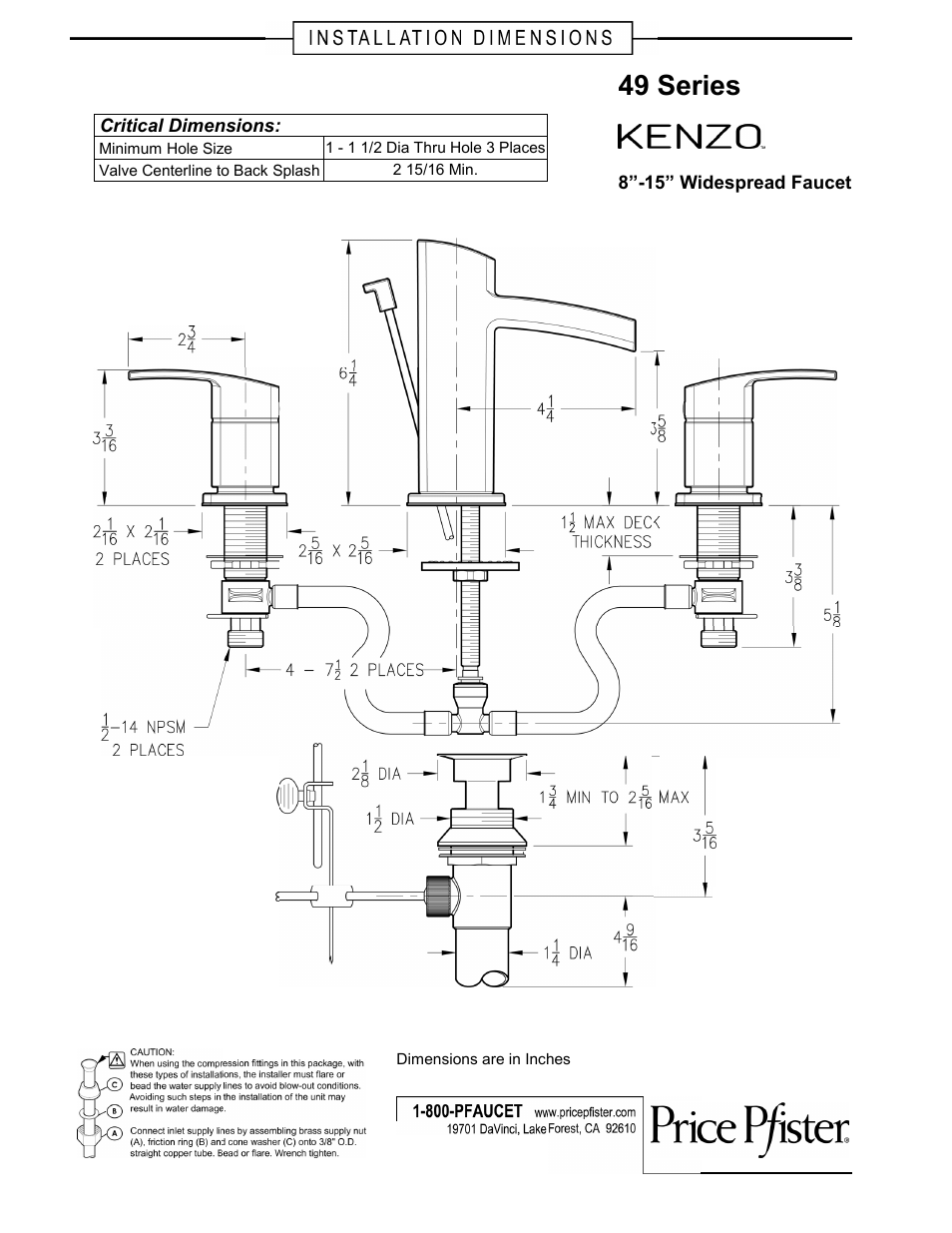 Pfister GT49-DF0K User Manual | 2 pages