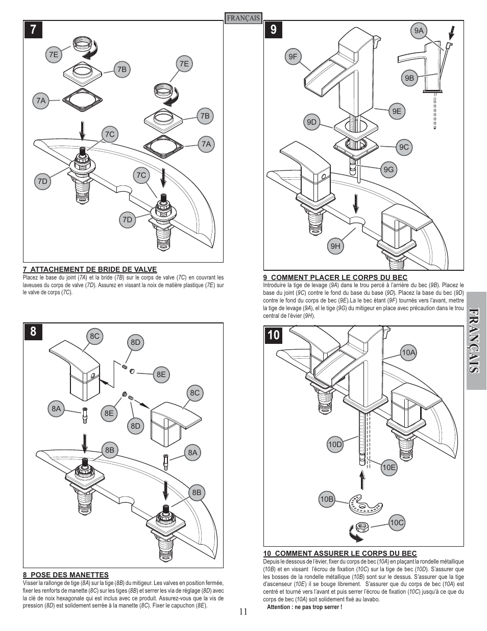 Fran ç ais | Pfister GT49-DF0K User Manual | Page 11 / 14