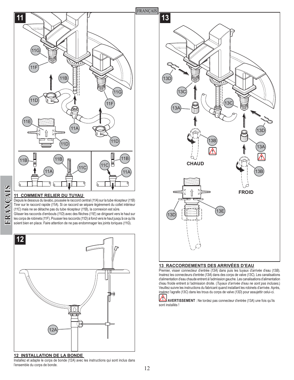 Fran ç ais | Pfister GT49-DF0K User Manual | Page 12 / 14