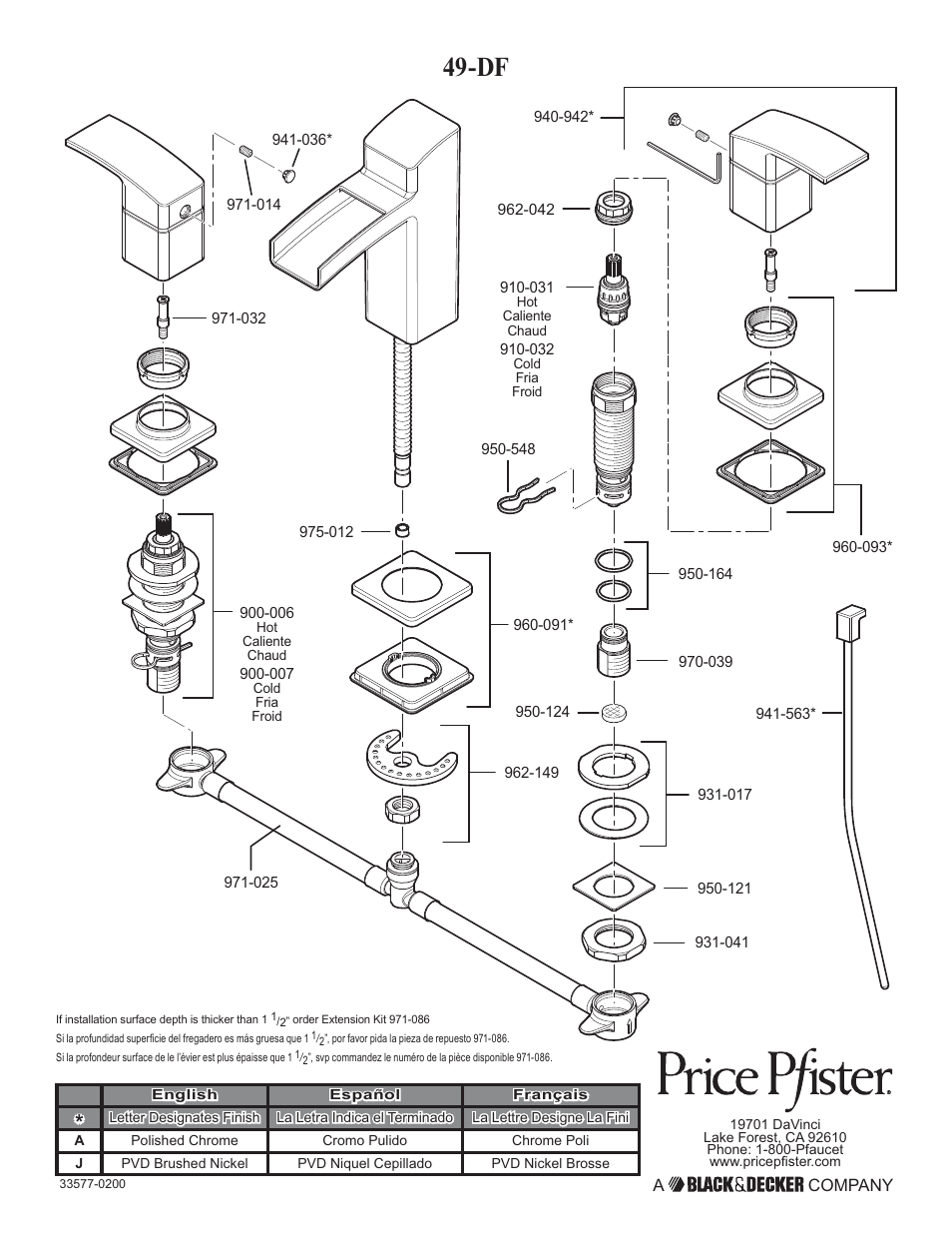 Pfister GT49-DF0K User Manual | Page 14 / 14
