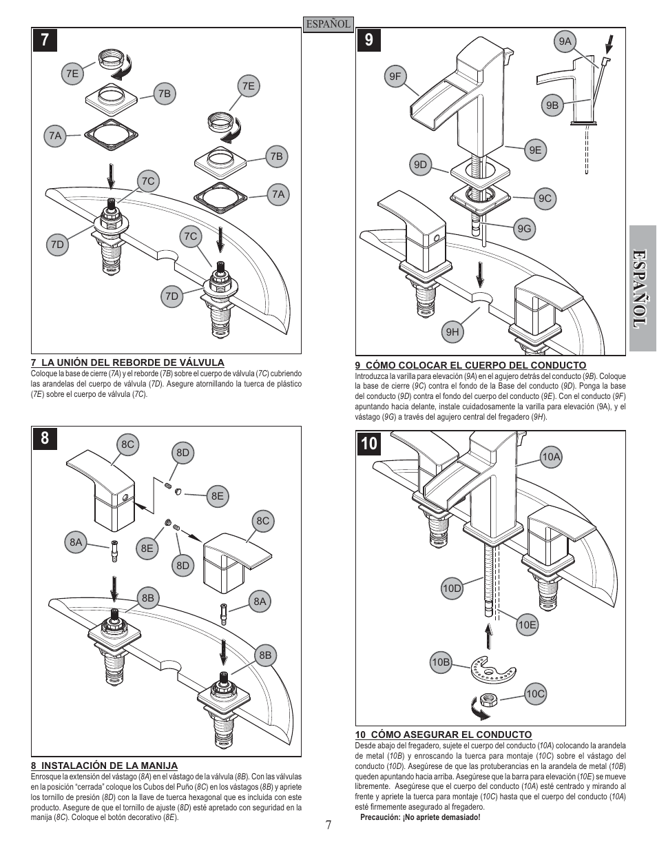 Esp a ñ ol | Pfister GT49-DF0K User Manual | Page 7 / 14