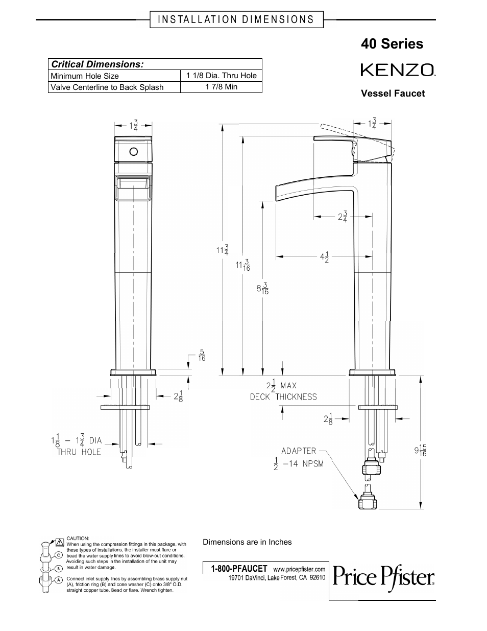 Pfister GT40-DF0K User Manual | 2 pages