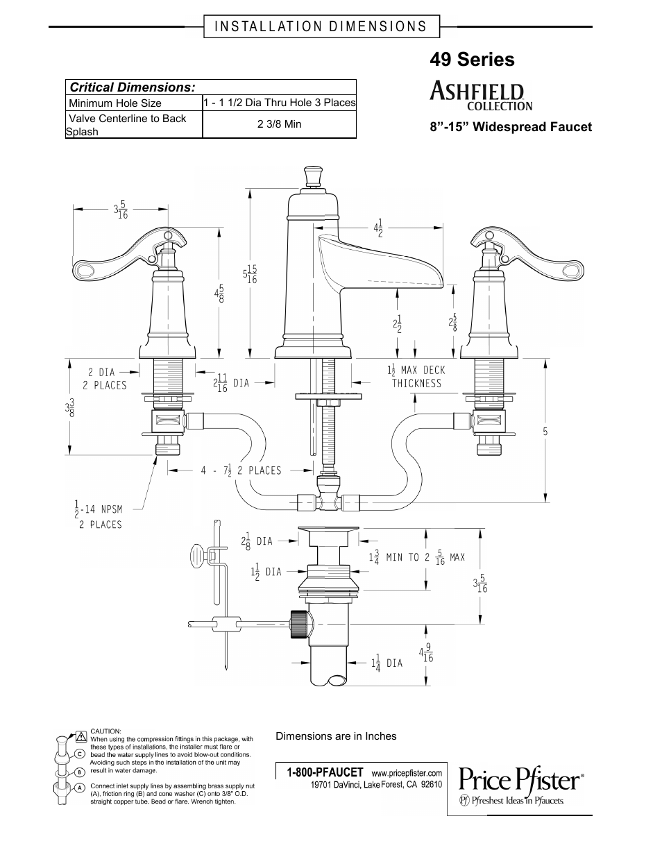 Pfister GT49-YP1K User Manual | 1 page