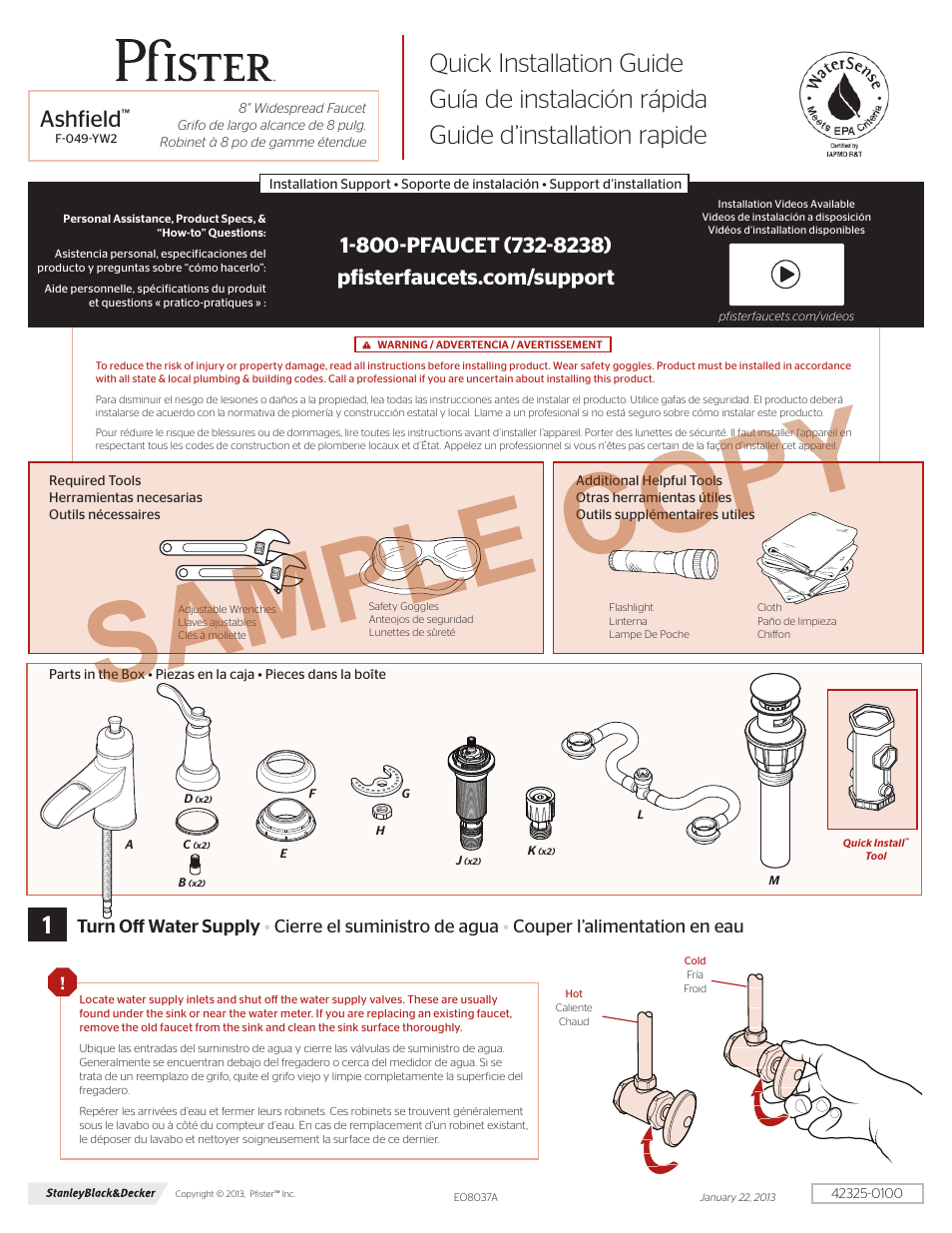 Pfister F-049-YW2K User Manual | 8 pages