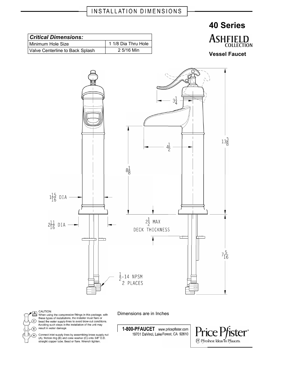 Pfister GT40-YP0K User Manual | 2 pages