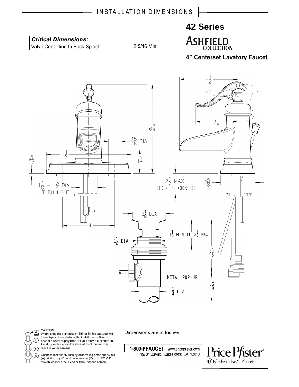 Pfister GT42-YP0K User Manual | 1 page