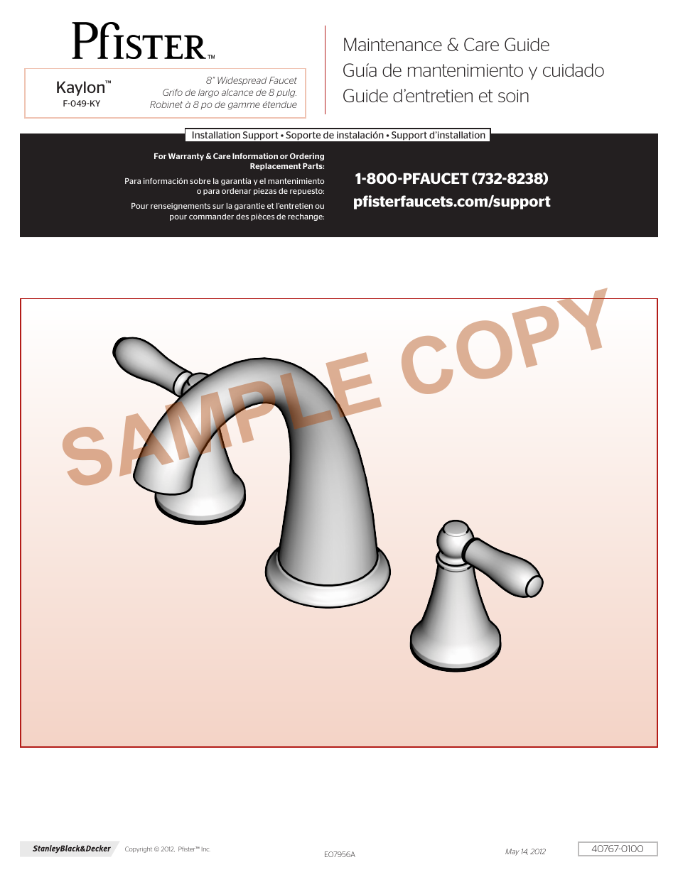 Pfister F-049-KYCC User Manual | 4 pages