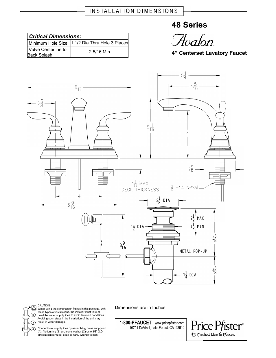 Pfister GT48-CB0K User Manual | 1 page