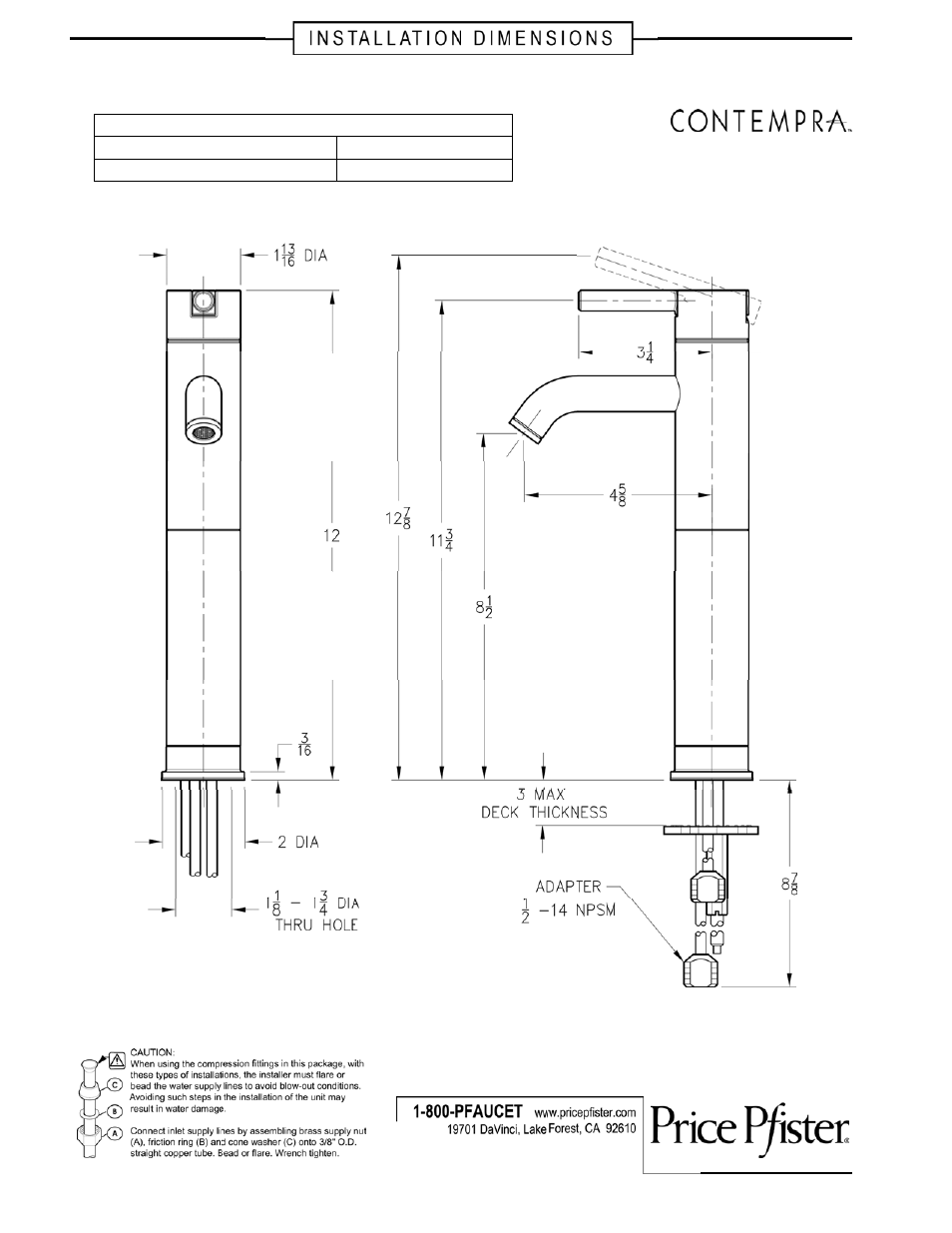 Pfister GT40-NK00 User Manual | 2 pages