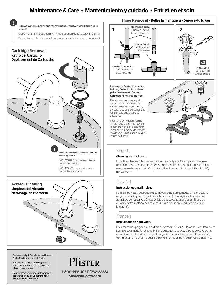 English, Español, Français | Pfister GT49-NC1C User Manual | Page 3 / 4