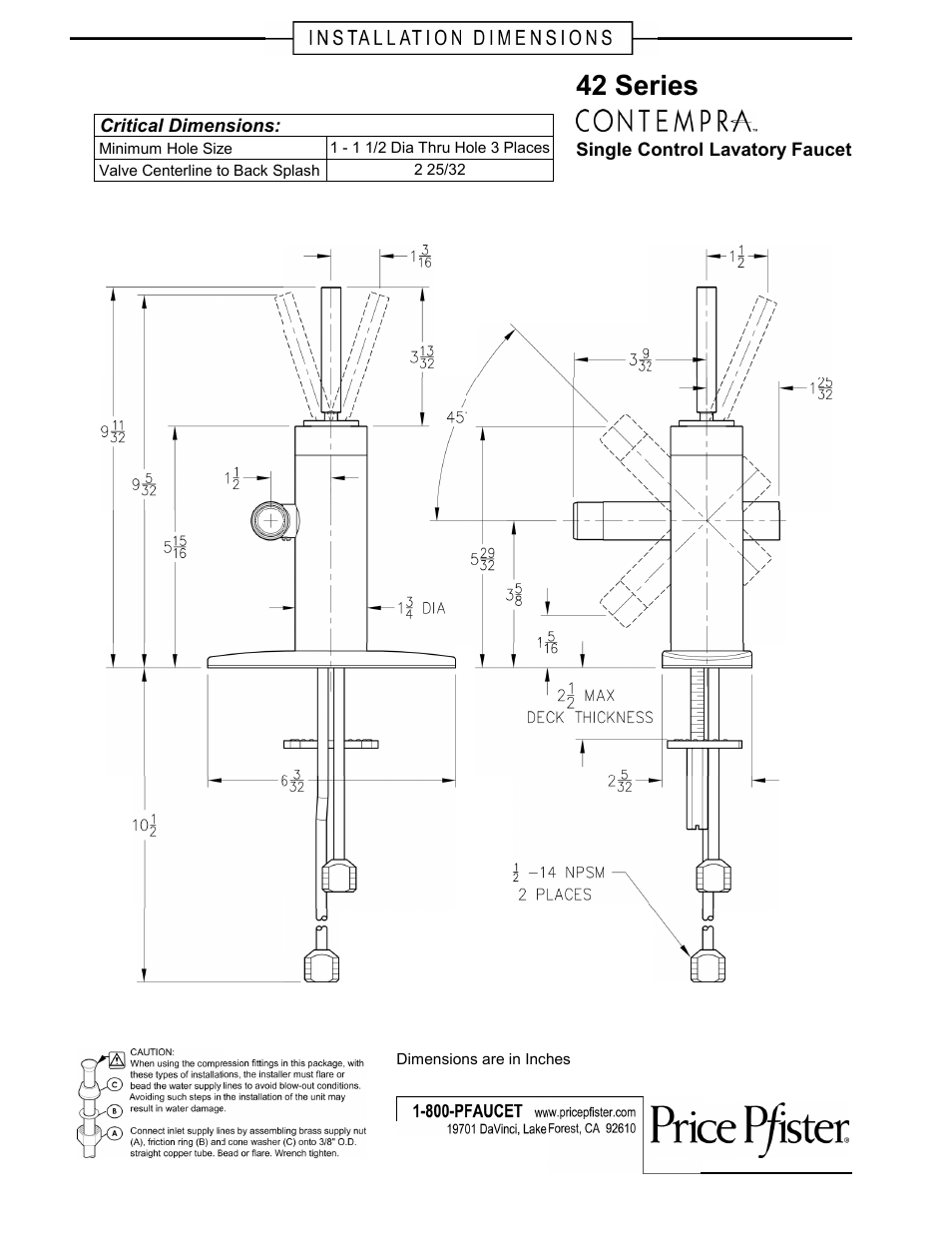 Pfister F-042-NK00 User Manual | 1 page