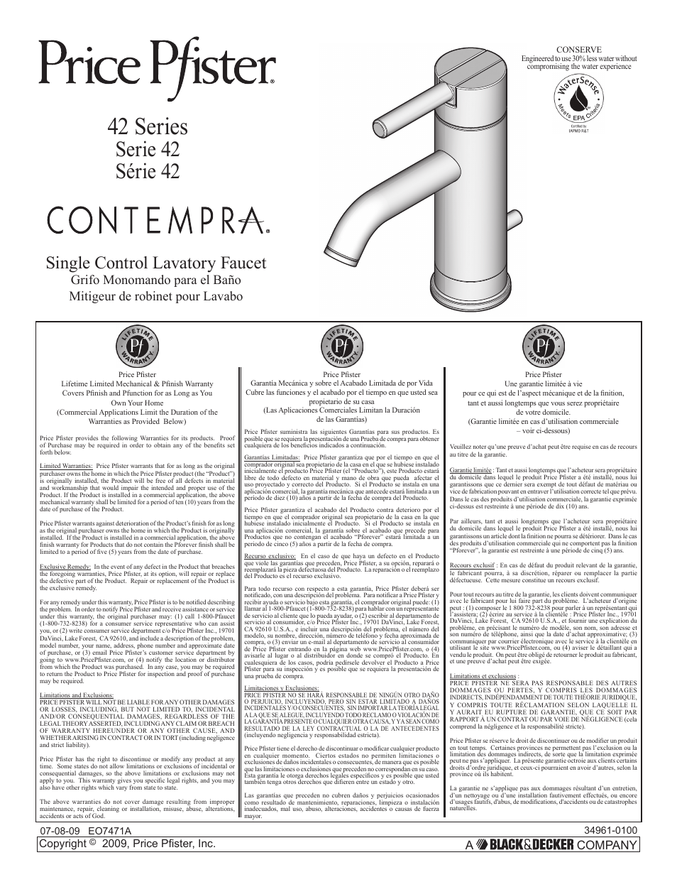 Pfister GT42-NK00 User Manual | 12 pages