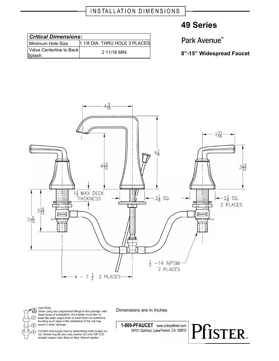 Pfister GT49-FE0K User Manual | 1 page