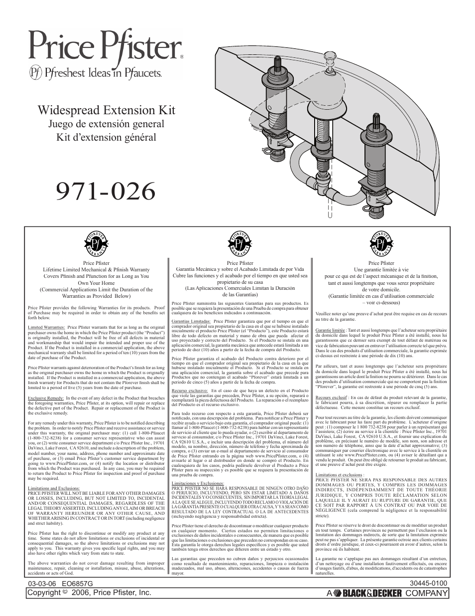 Pfister GT49-FE0K User Manual | 10 pages