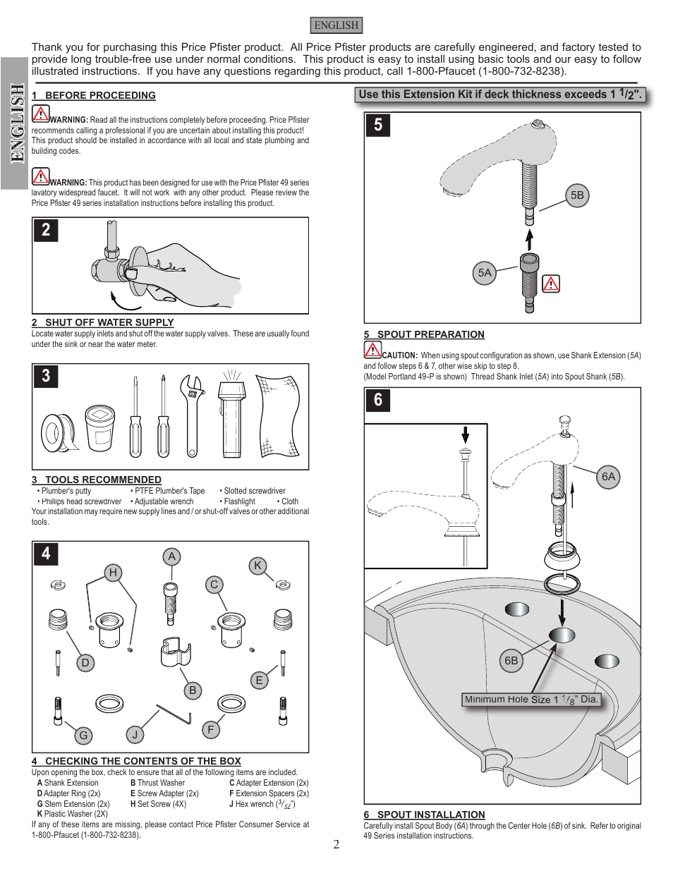 En g li sh en g li sh | Pfister GT49-FE0K User Manual | Page 2 / 10