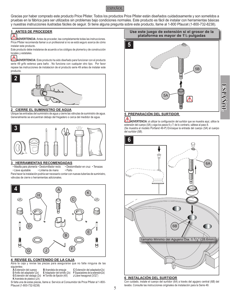 Ol o l | Pfister GT49-FE0K User Manual | Page 5 / 10