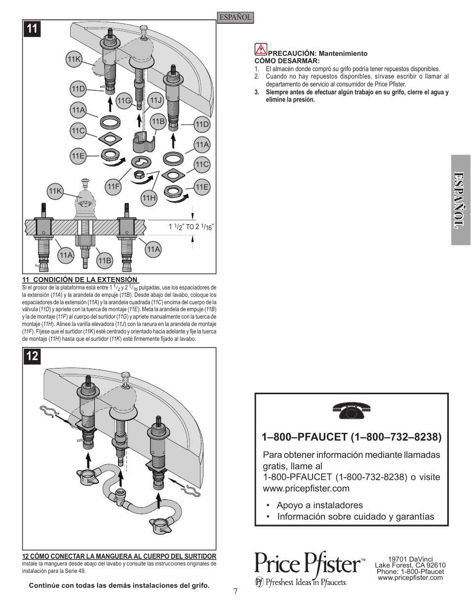 Ol o l | Pfister GT49-FE0K User Manual | Page 7 / 10