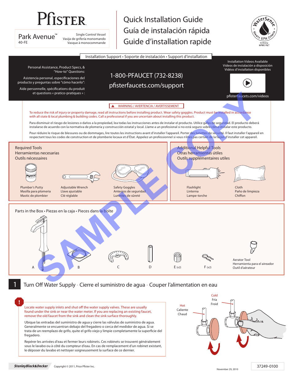 Pfister GT40-FE0K User Manual | 4 pages