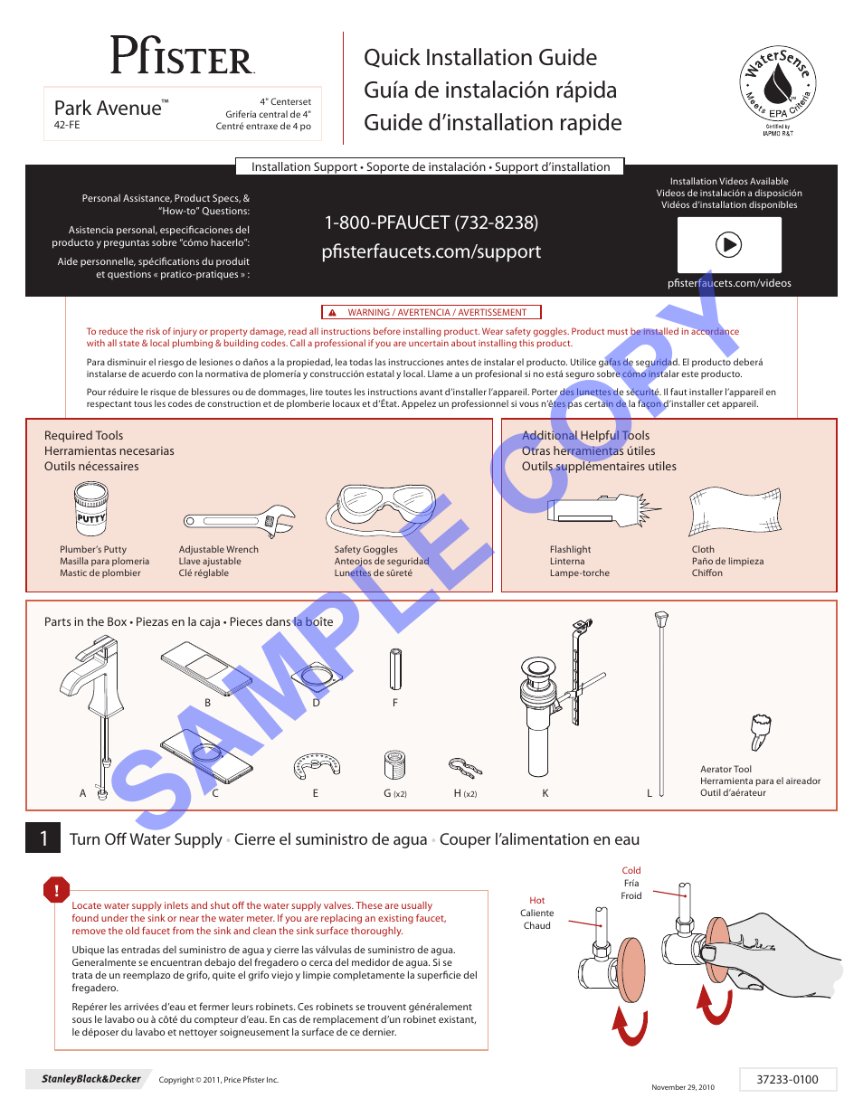 Pfister GT42-FE0K User Manual | 8 pages