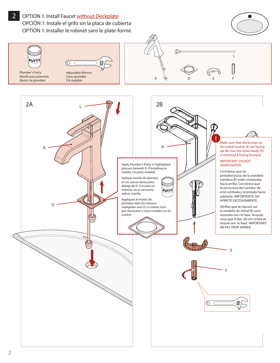 2a 2b | Pfister GT42-FE0K User Manual | Page 2 / 8