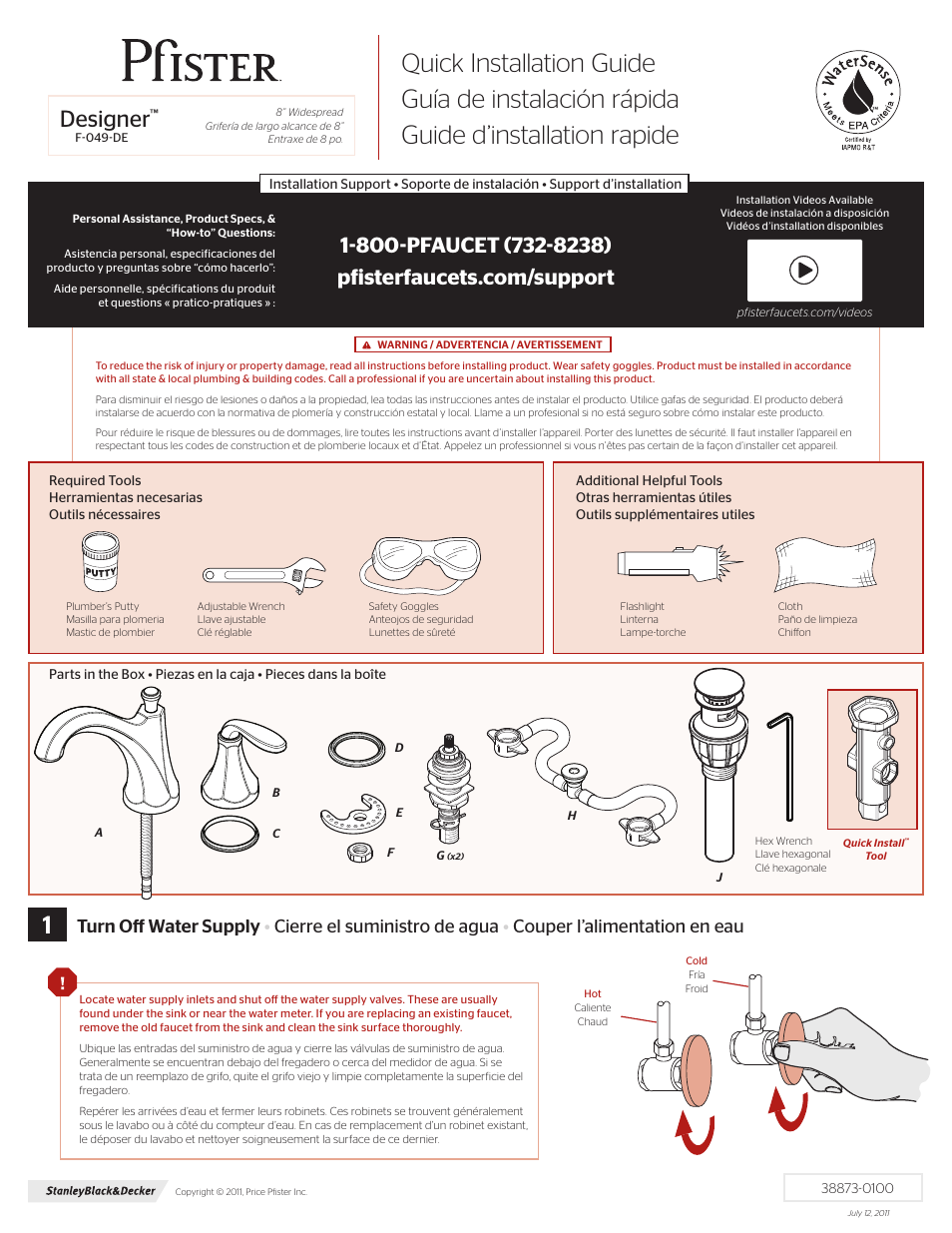 Pfister F-049-DECC User Manual | 7 pages