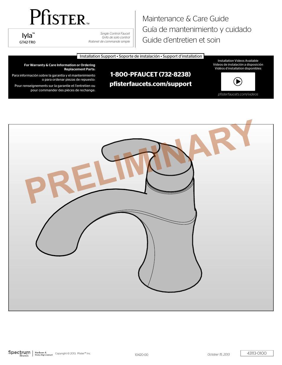 Pfister GT42-TR0K User Manual | 4 pages